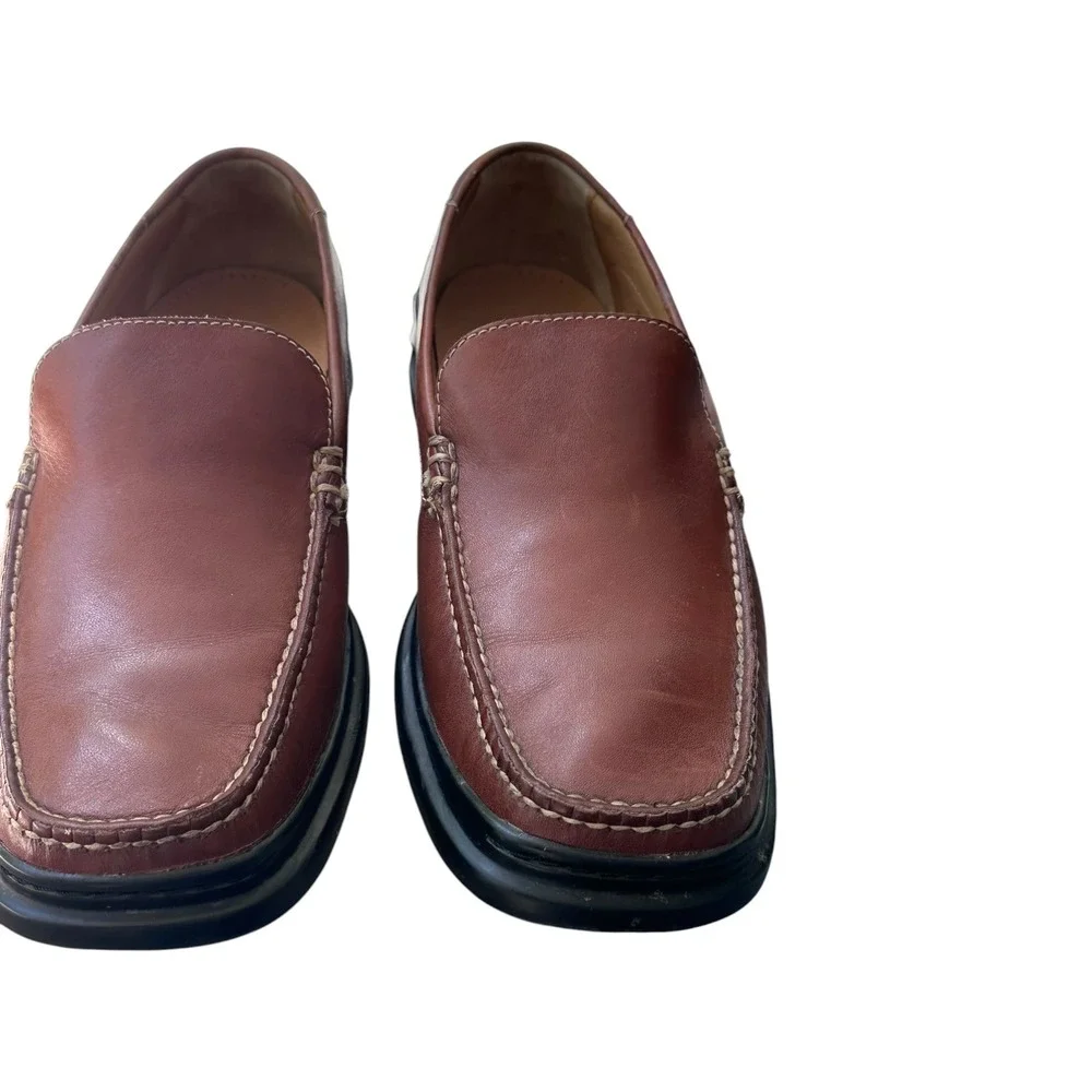 Cole Haan Loafers Mens 9.5M Brown Good Nike Air Leather Slip On‎ Moc Toe Shoes